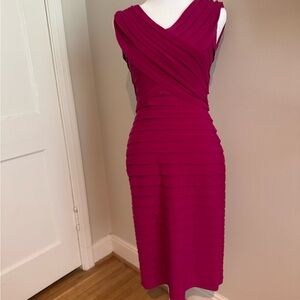 Adrianna Papell Red Ruched Wrap Sheath Dress